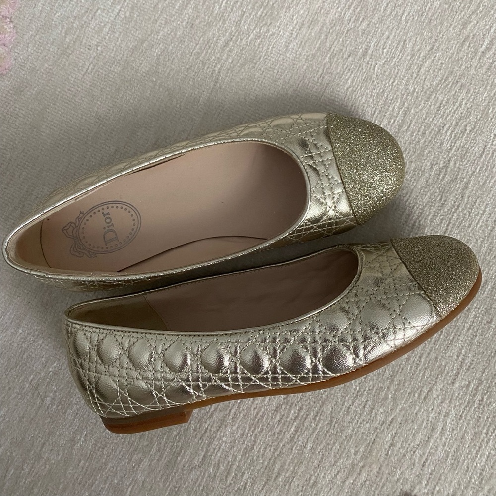 Dior gold ballerinas